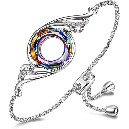 Kate Lynn ♥ Rise From the Ashes Phoenix Bracelet Made with Crystals from Austria, Adjustable Slider Bracelet for Women, Packaged with Jewelry Box, Birthday Gift for Women, Symbol of Luck and Renewal