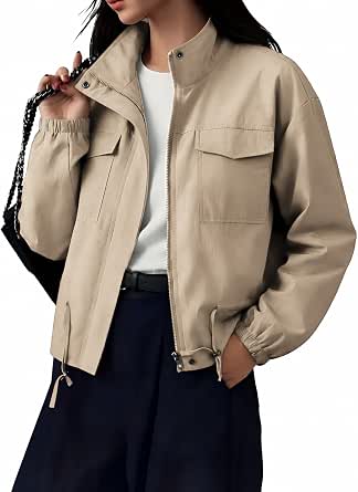 Angashion Women's Cropped Utility Anorak Jacket