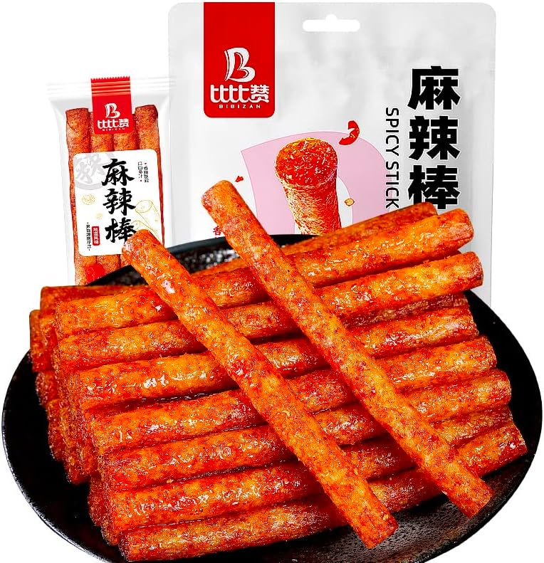 Handmade spicy strips 180g /6.34 Oz, La tiao, Spicy Strip, Konjac, Asia Chinese Snack, Vegan - Kosher - Gluten-Free Spicy slices Traditional gluten (1 pack)