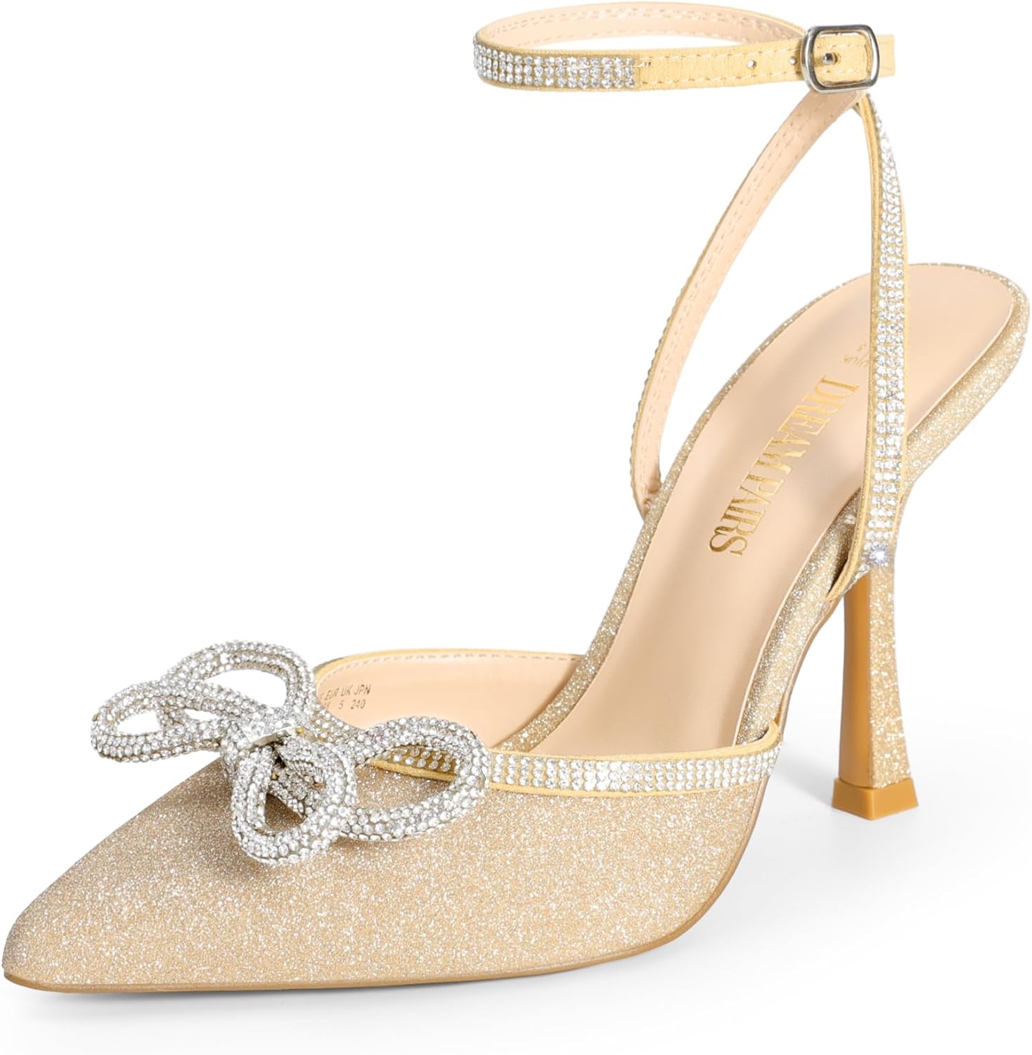 DREAM PAIRS Women’s High Heels Destiny Closed Toe Strappy Heels Sexy Rhinestone Ankle Strap Pumps Wedding Bridal Party Dress Shoes Destiny