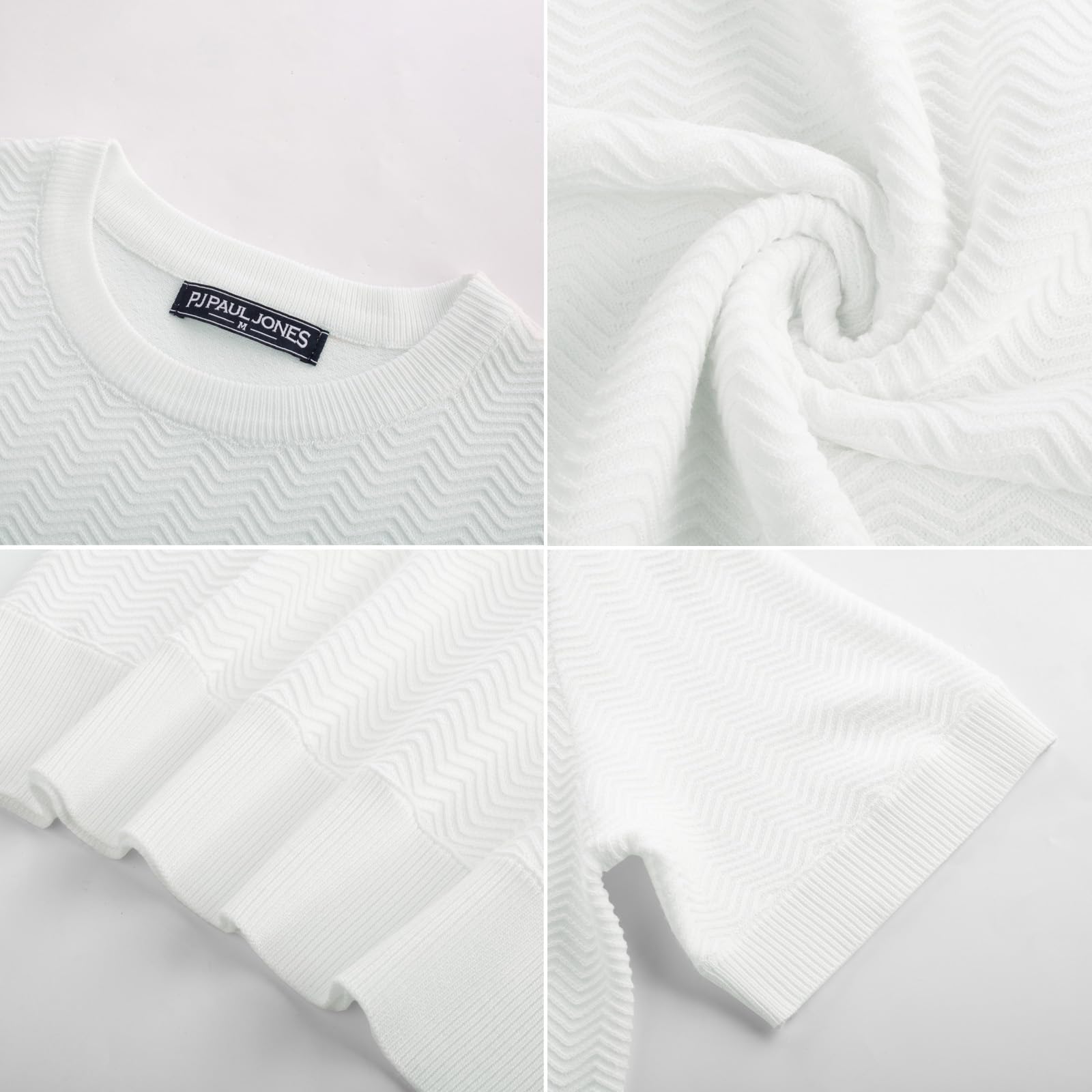 PJ PAUL JONES Camiseta de punto con cuello redondo para hombre, informal, manga corta