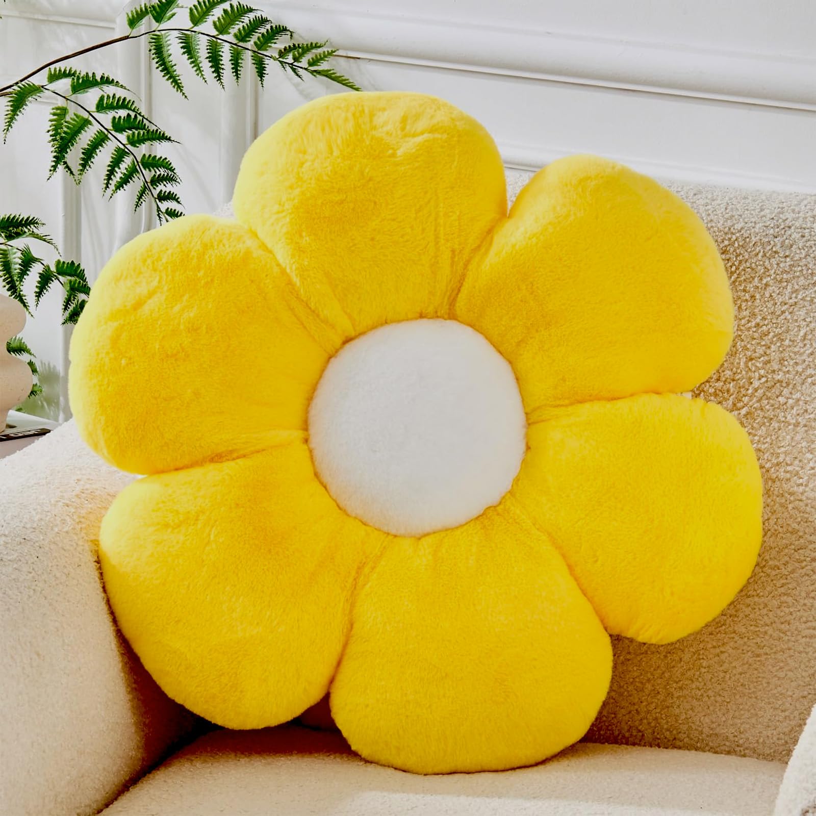 Flower Pillow,19.6In Daisy Pillow Yellow Throw Pillows