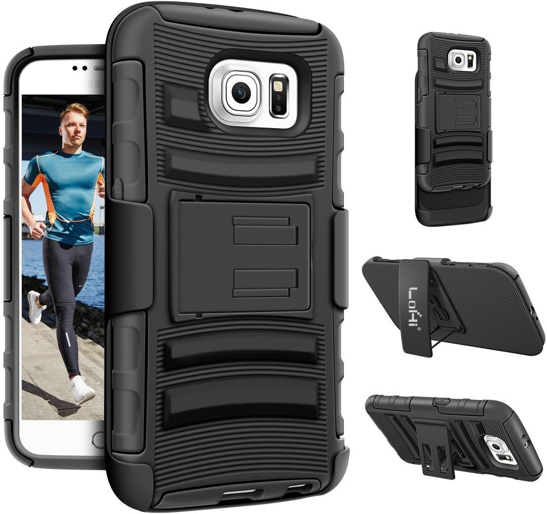LoHi Compatible with Galaxy S6 Case, Heavy Duty 3 in 1 Ultra Protective Galaxy S6 Holster Case with Belt Clip for Samsung Galaxy S6