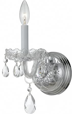 Traditional Crystal 1 Light Hand Cut Crystal Polished Chrome Sconce