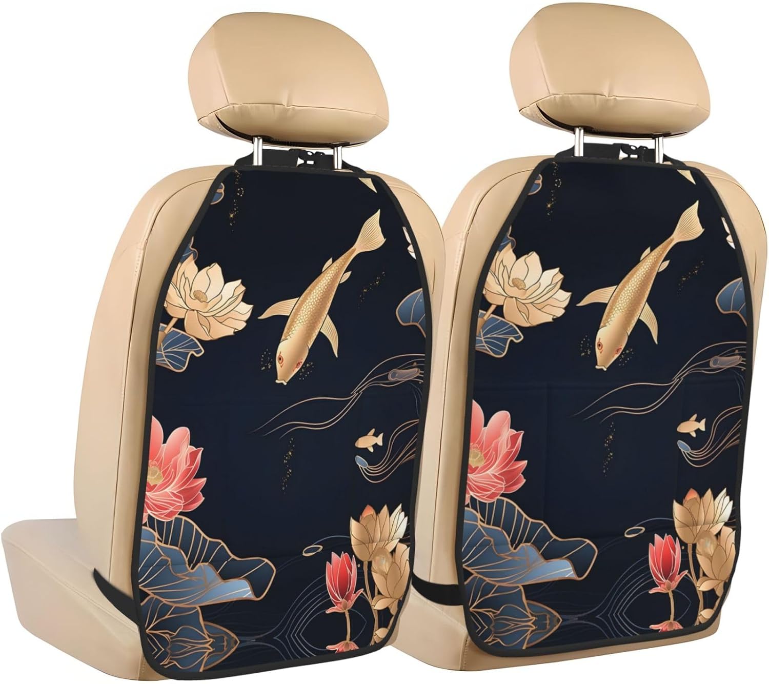 Car Seat Back Kick Protector 2 Pack 18.5" x 26.4", Cute Pineapple & Flamingo Upgraded Large Rear Seat Cover for Dirty Shoes Kids Pets, Waterproof Oxford Fabric Anti-Kick Pad for SUV Jeep Truck