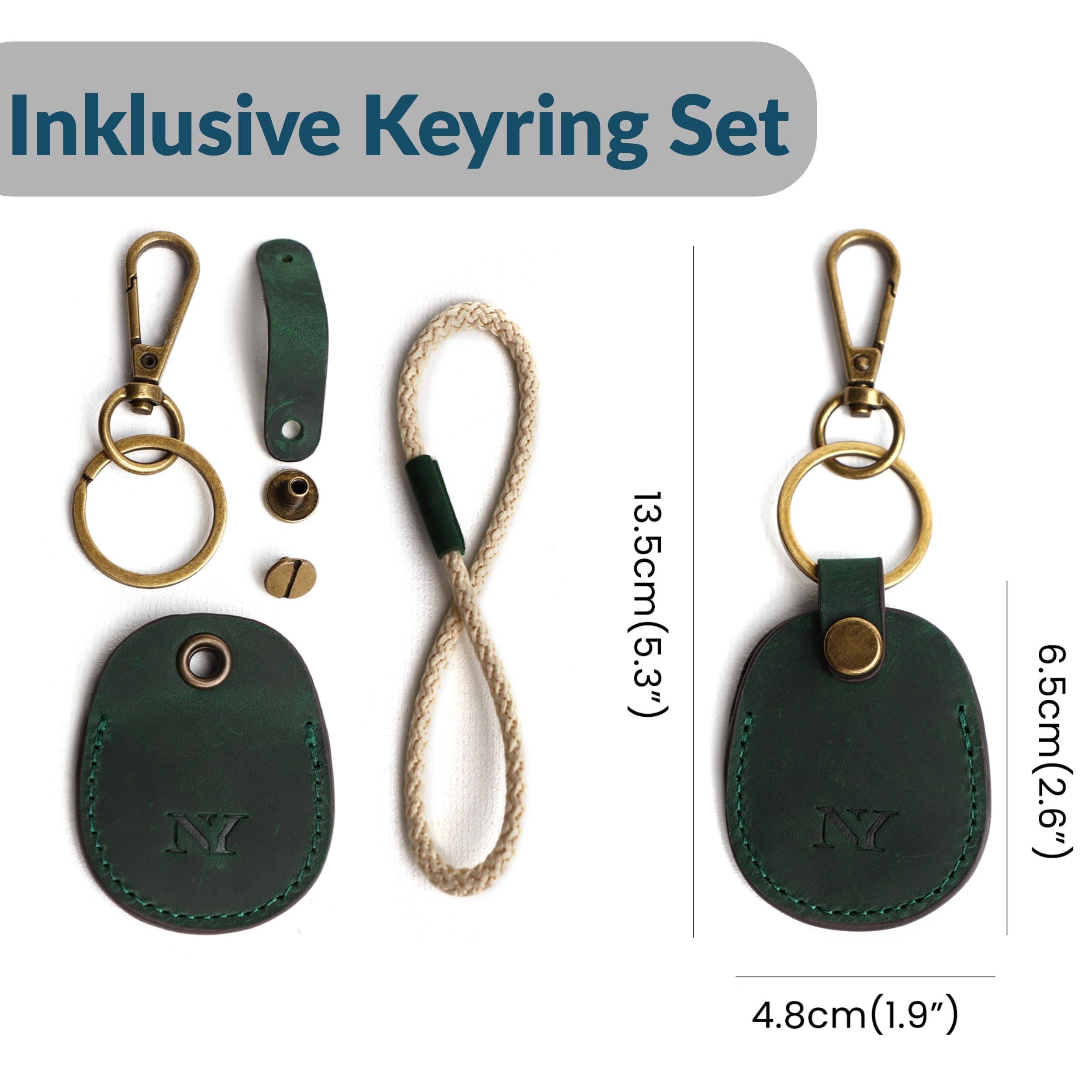 NEYYOS® Portachiavi In Vera Pelle Per AirTag - Custodia Protettiva Con Anello, Resistente E Antigraffio Per Borsa, Zaino O Collare (Airtag Non Incluso) - 2