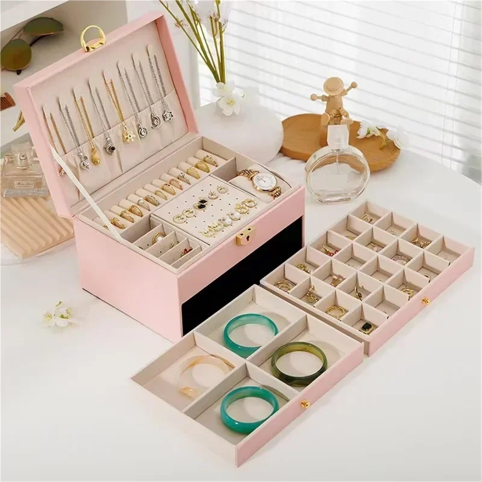 Organizzatore Di Gioielli Da Viaggio Jewelry Organizer Box With Large Capacity And Exquisite Design For Necklaces And Earrings Per Anelli E Collane