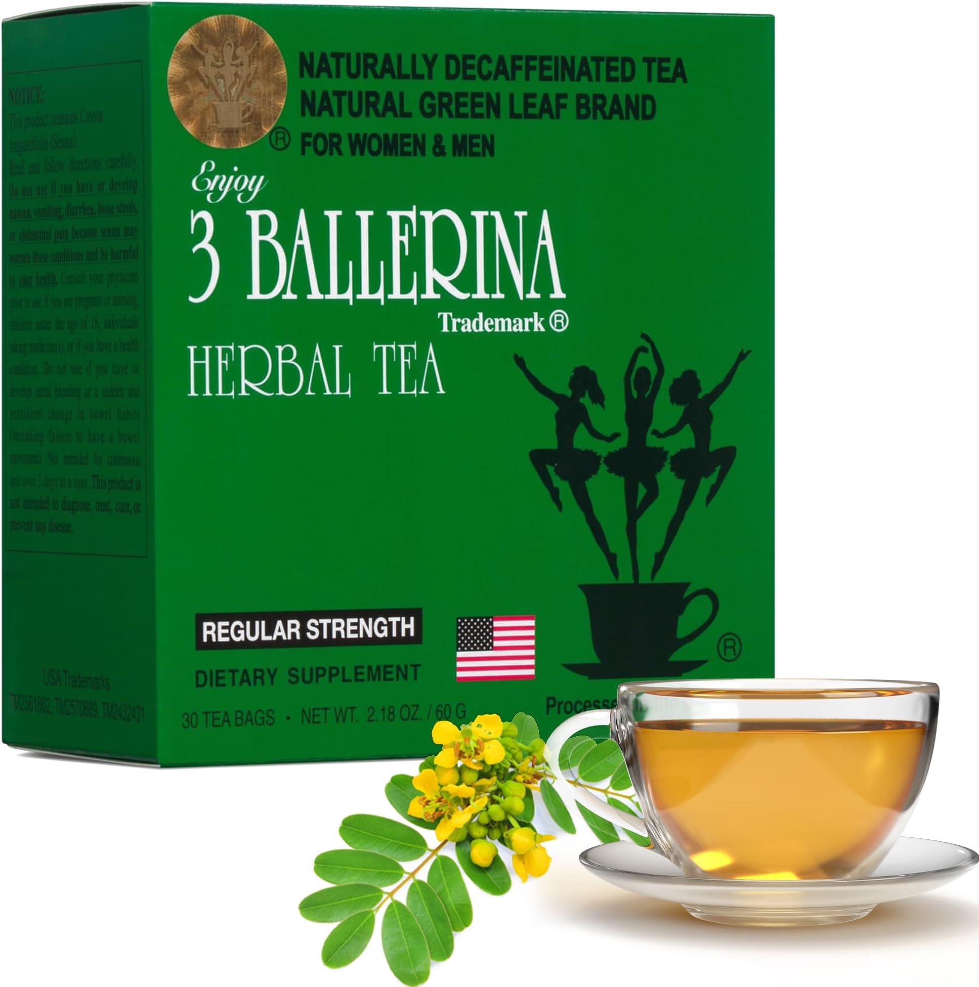 Diet Tea for Women and Men, Regular Strength Senna Tea, Digestion and Constipation Relief – 30 Count