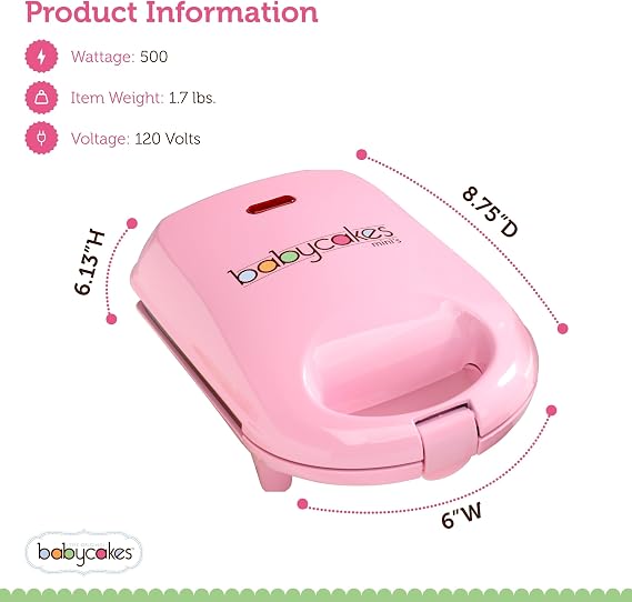 Babycakes Mini Cupcake Maker by Select Brands - Cupcake Iron for Birthdays, Parties & More - Features Non-Stick Coating - Cupcake Machine for Kitchen Appliances - 4 Mini Cupcakes