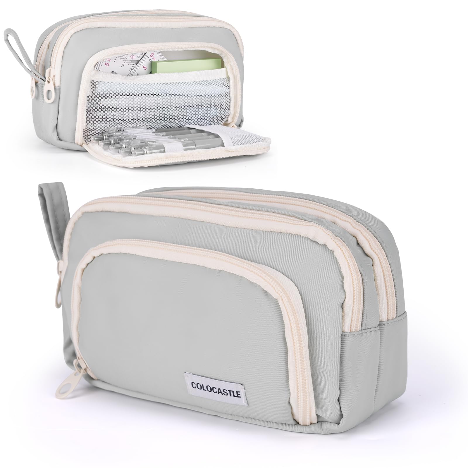 COLOCASTLE Federmäppchen Mäppchen mit 3 Fächer Federtasche große Kapazität Federmappe Mädchen Junge Teenager Erwachsene Schlamppermäppchen Pencil Case mit Tragegriff für Schule Büro