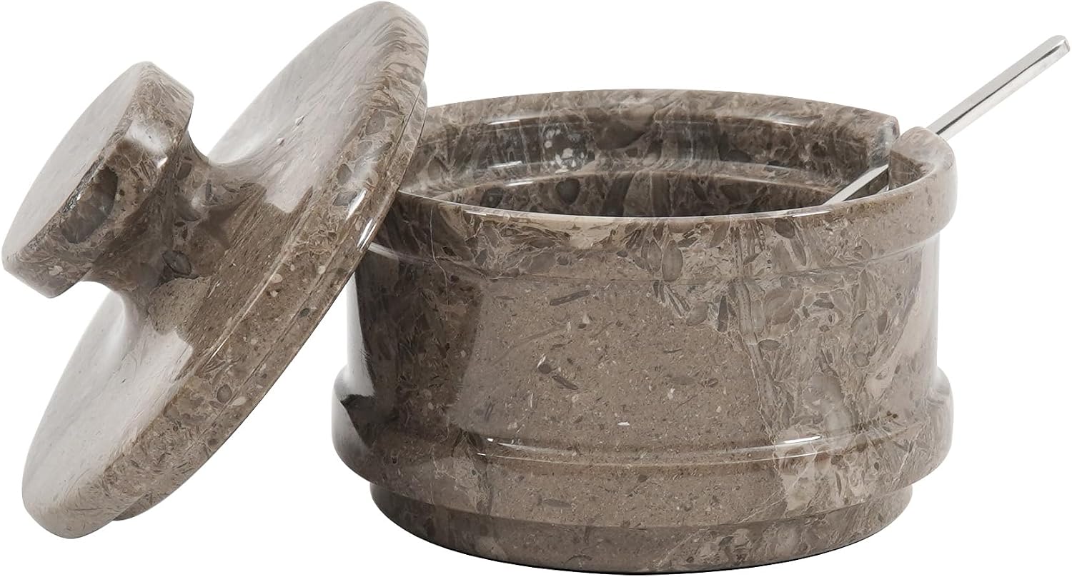 Radicaln Marble Salt Cellar with Lid, 4 Inches Salt Bowl & Spice jar