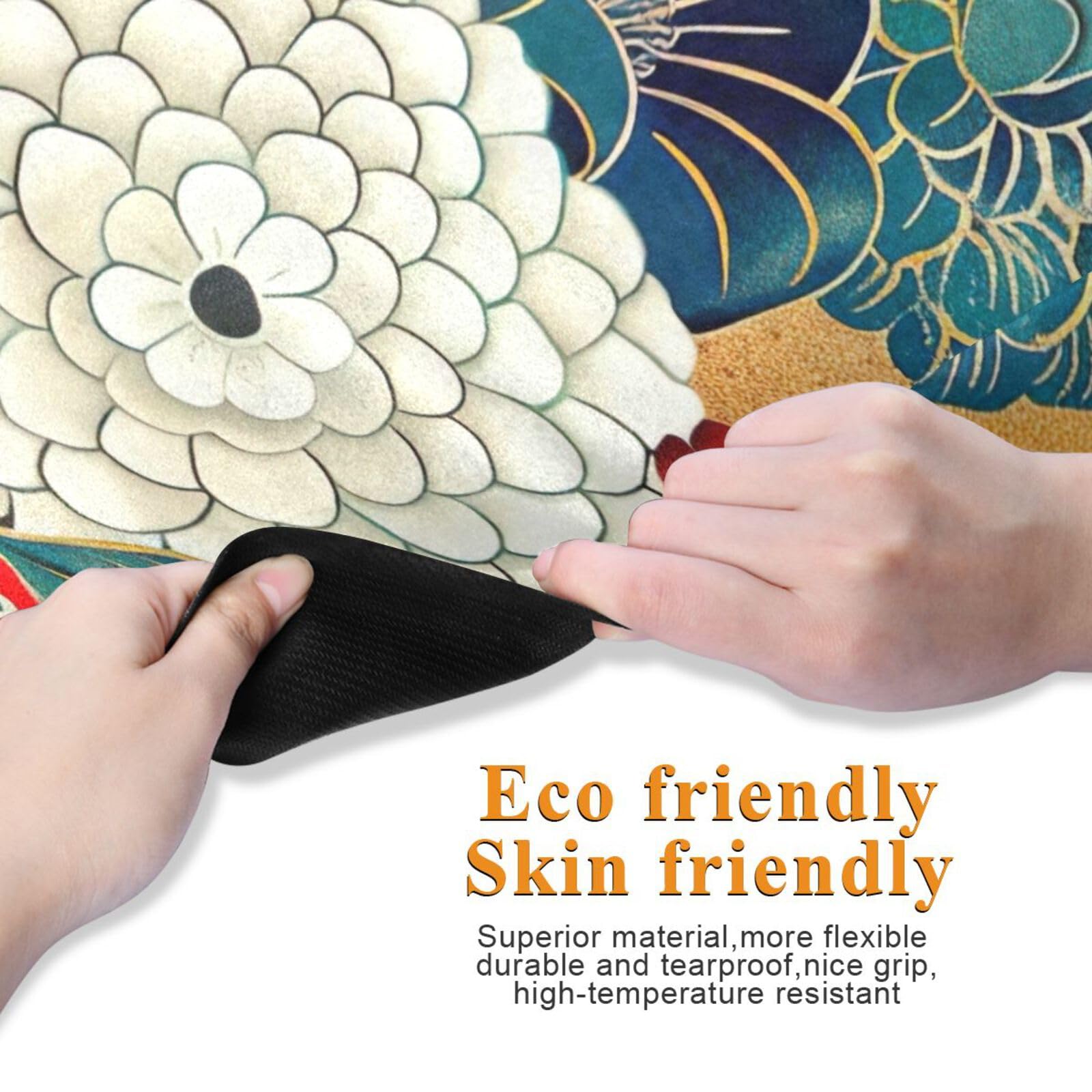 Jihqo Japanese Style Flowers Yoga Mat Non-slip Exercise Mat for Hot Yoga Workout, Pilates and Fitness 70.8
