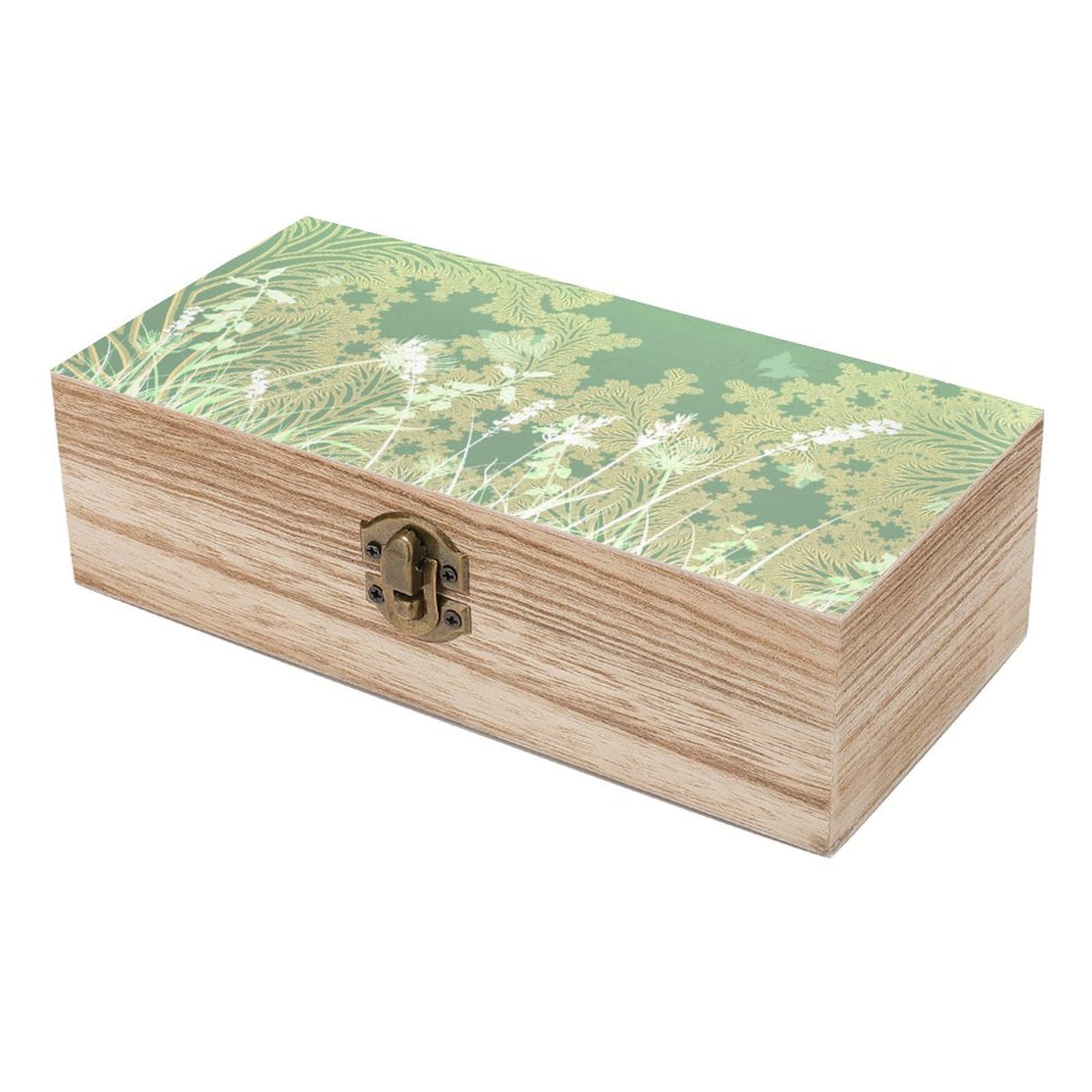 Amazon.co.jp: ナチュラルな 木製 緑の葦草のパターン 収納ボックス 木