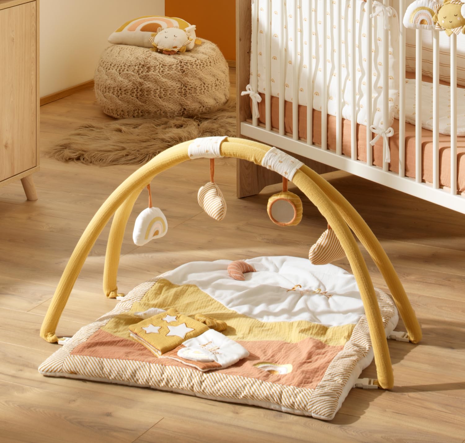 Sauthon Krabbeldecke für Babys | Krabbelbogen Baby | Sunlight | Matte mit Tragetasche | Geschenk zur Geburt