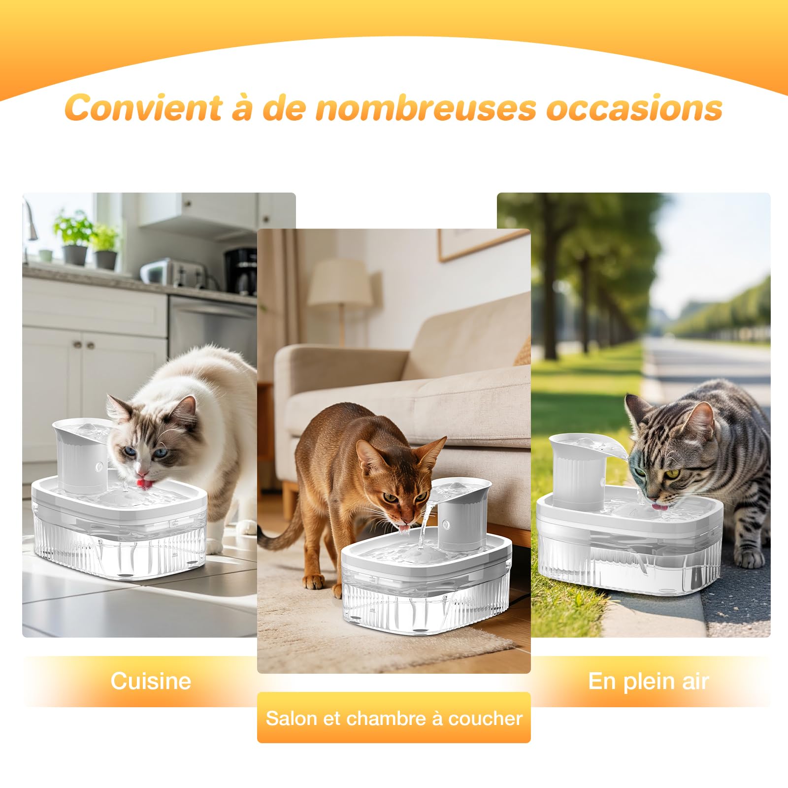 Fontaine a Eau Chat sans Fil 2,5 L, Abreuvoir Silencieux pour Chat