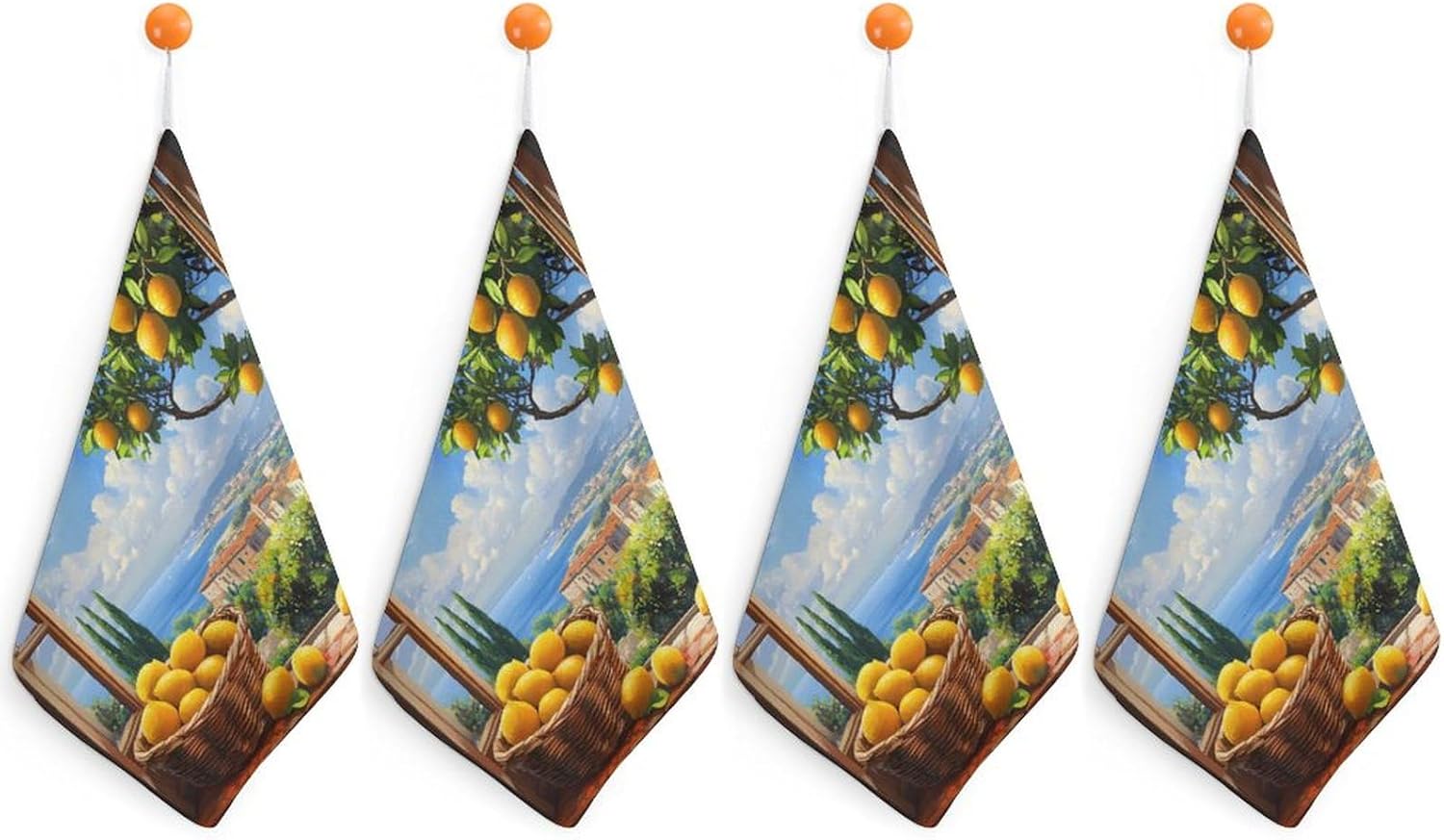 Amalfi Coast Lemon Tree Ltalian Towel Hand Towels Decorative Towel for Bathroom Kitchen Shower Gym 4PCS