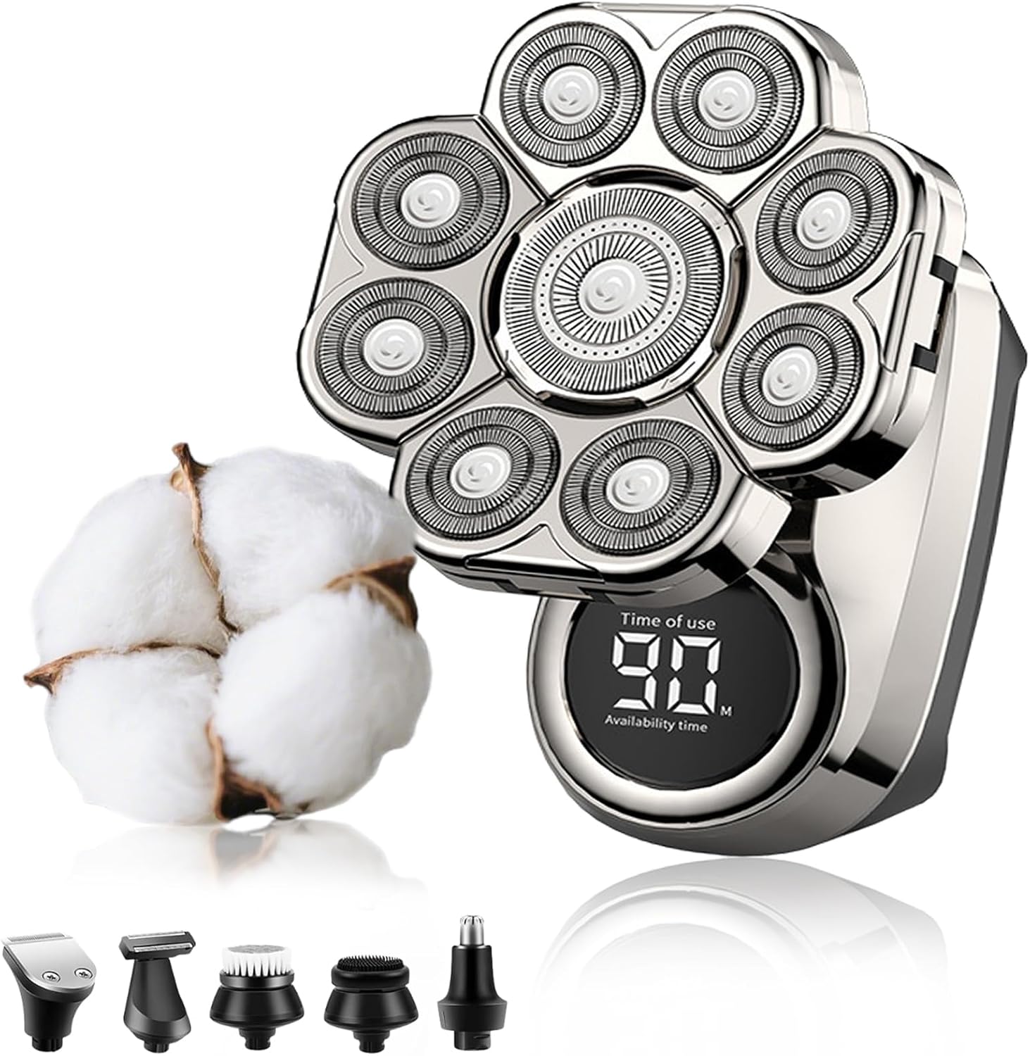 Head Shaver 9.0, 9D Floating Head Shavers for Bald Men, IPX7 Waterproof Wet Dry Shaving, Intelligent LED Display (Silver Set)