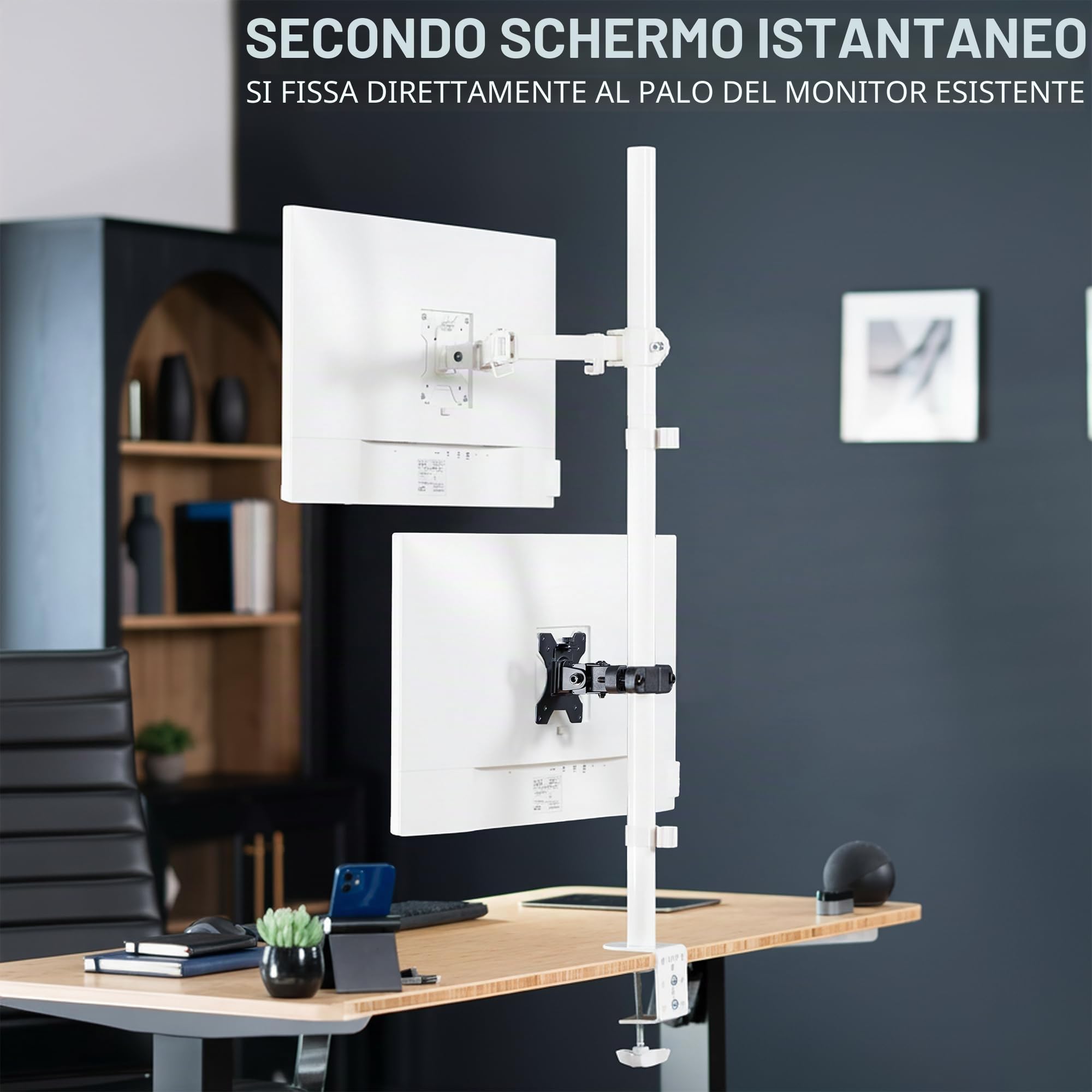 VIVO MOUNT-POLE01 Staffa universale in acciaio per montaggio su palo con piastra VESA rimovibile da 75 mm e 100 mm, compatibile con schermi fino a 30", nero
