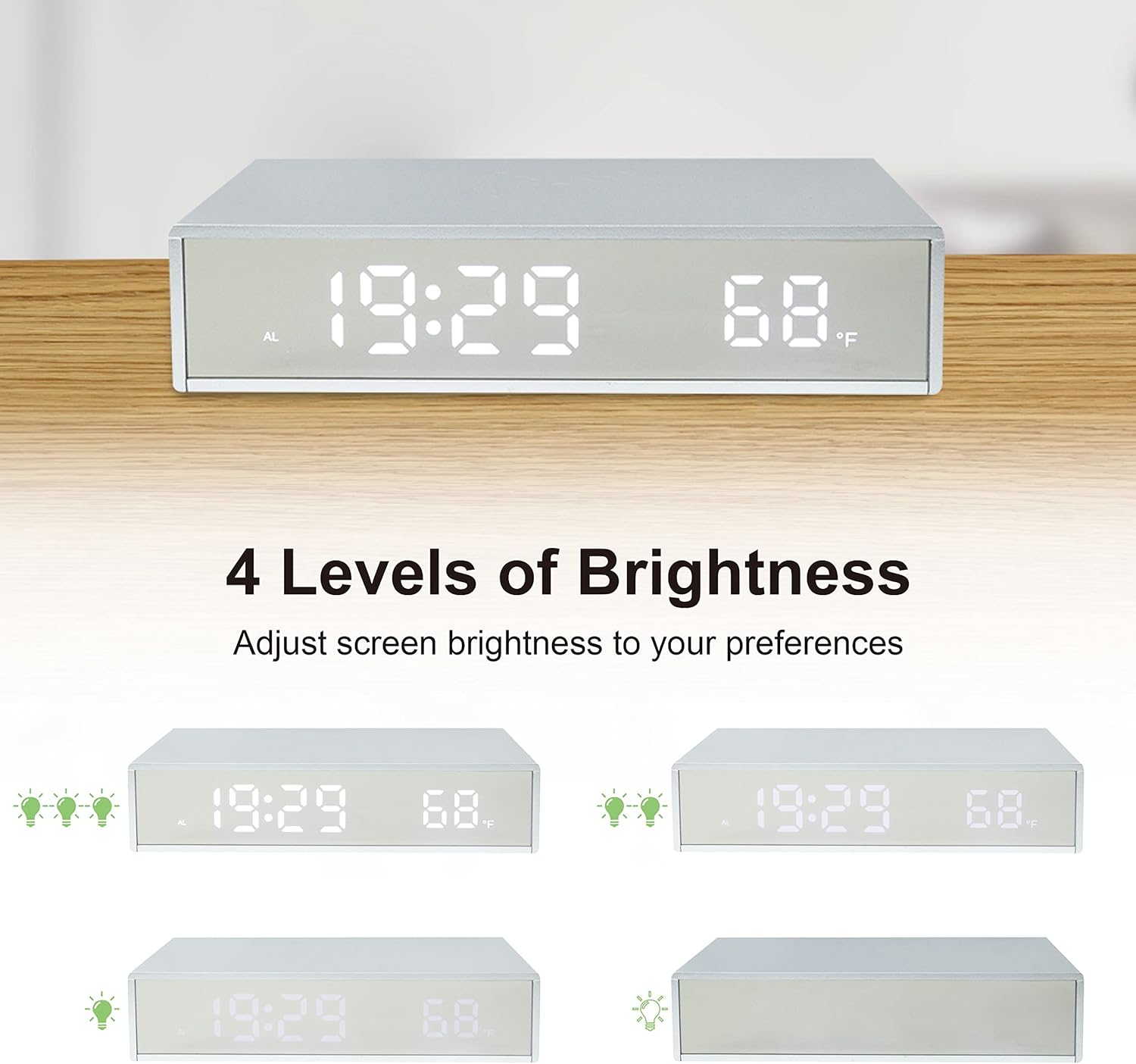 Wireless Charging Digital Alarm Clock with Fast Charger, Dimmer, Snooze