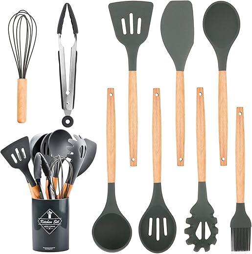 Xiumeso Utensili Cucina Silicone,Set di Utensili da Cucina,9 pezzi Set...