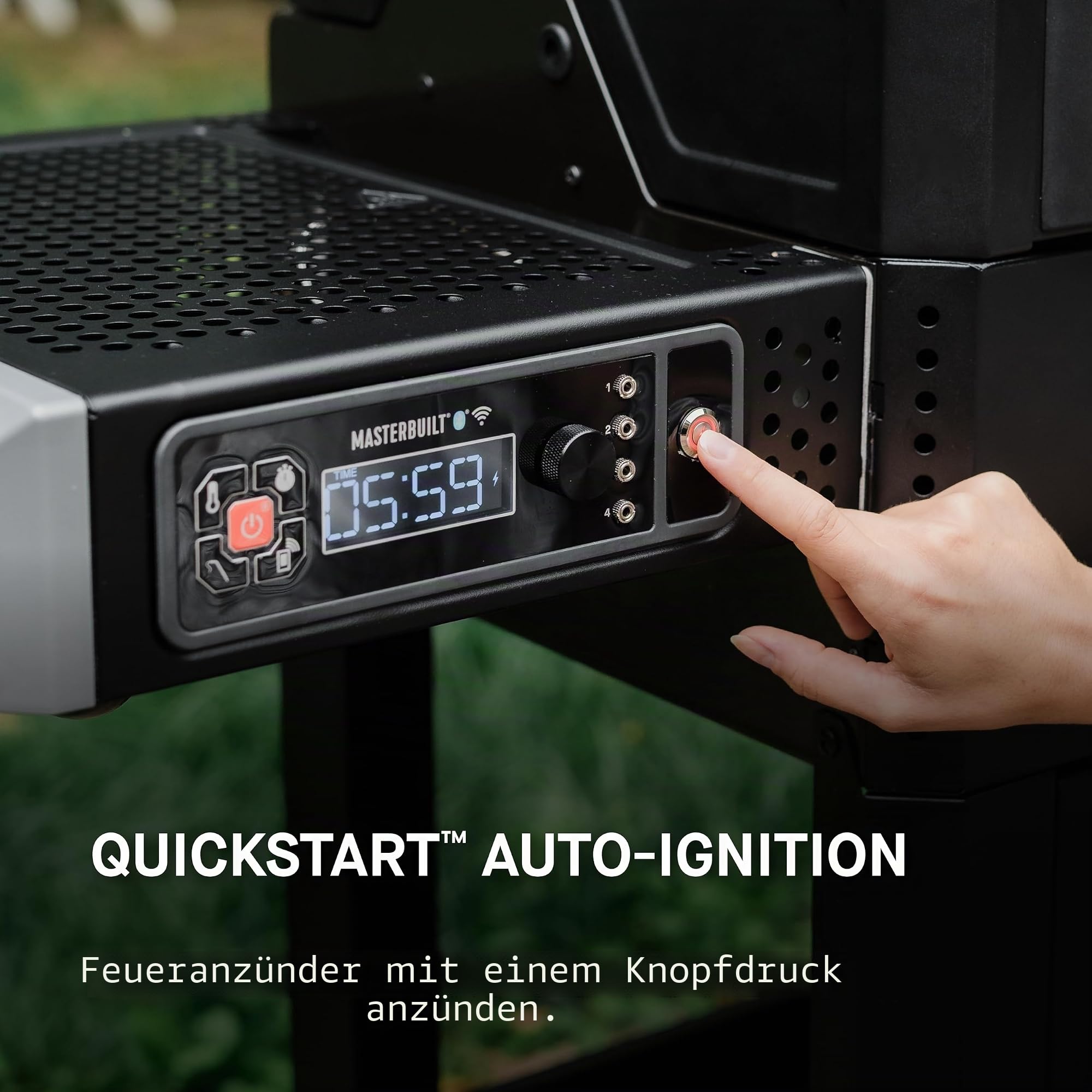 Meisterbuilt AutoIgnite 545 Digitaler Holzkohlegrill und Räucherofen mit digitaler Steuerung, App-Konnektivität, Anbratplatte, Mini-Trichter und 545 Koch-Quadratzoll in Schwarz, Modell MB20042724