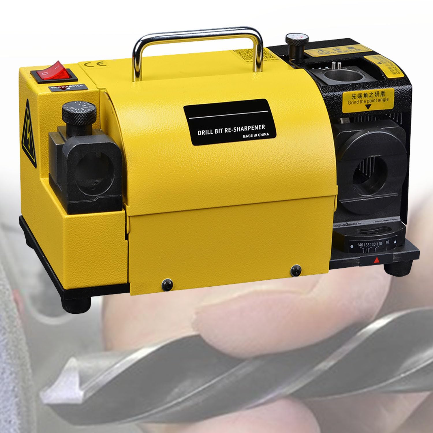 Affilatrice per punte da trapano, portatile, con angolo regolabile da 95° a 135°, 11 pinze, velocità 4400 giri/min, ideale per carburo