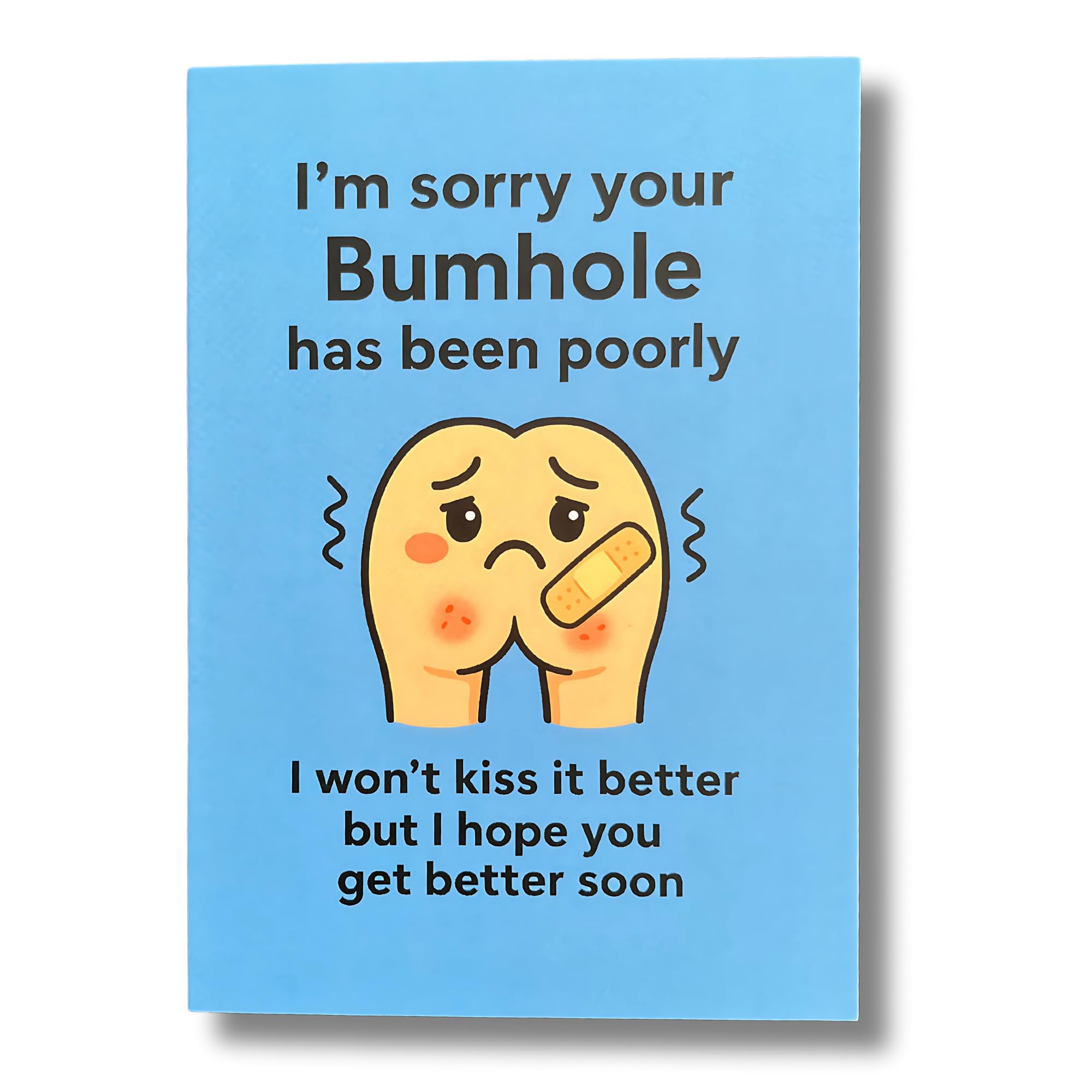 Funny Get Well Soon Card – A5 “Sorry Your Bumhole Has Been Poorly” Cheeky Humour Greeting Card – Rude Recovery, Hospital & Surgery Card for Friends, Family, Colleagues – Includes Envelope