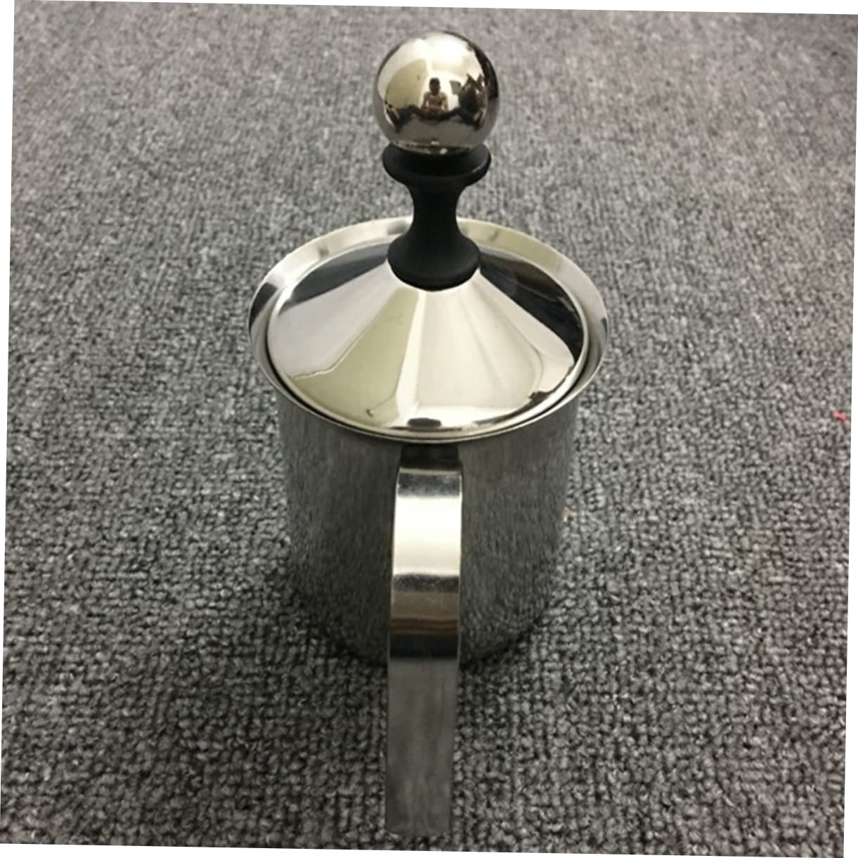 Montalatte Manuale in Acciaio Inox 800ml, Schiumatore Doppia Rete