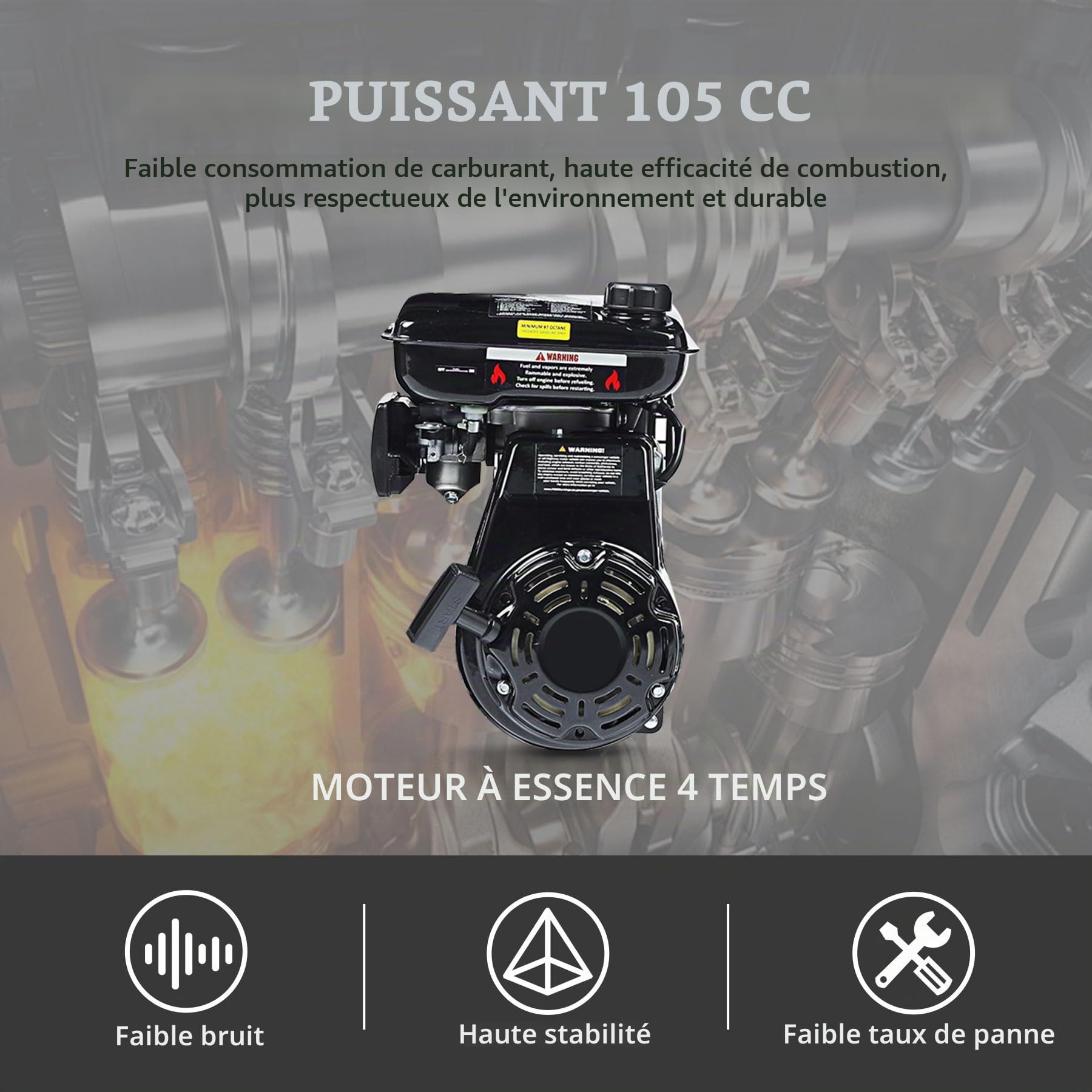 ORYXEARTH 105CC Mini Moto 4 Temps Pocket Bike Dirt Bike, Moto Cross Enfant, Benzin Haute Performance, Pneus Larges Tout-Terrain, Motocross, Autocollants DIY à Partir de 13 Ans (Crâne)