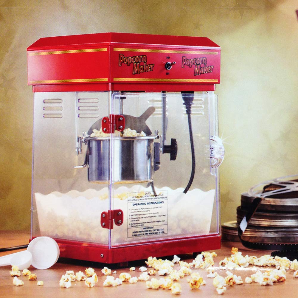 Macchina per popcorn dal design retrò, professionale, con illuminazione interna, per casa
