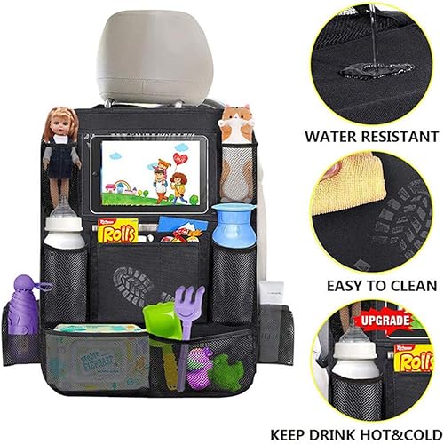 Miniatura 6 de MYKOMI Organizador de asiento trasero de automóvil, impermeable y duradero, organizador de asiento de automóvil, 9 almacenamientos, soporte para