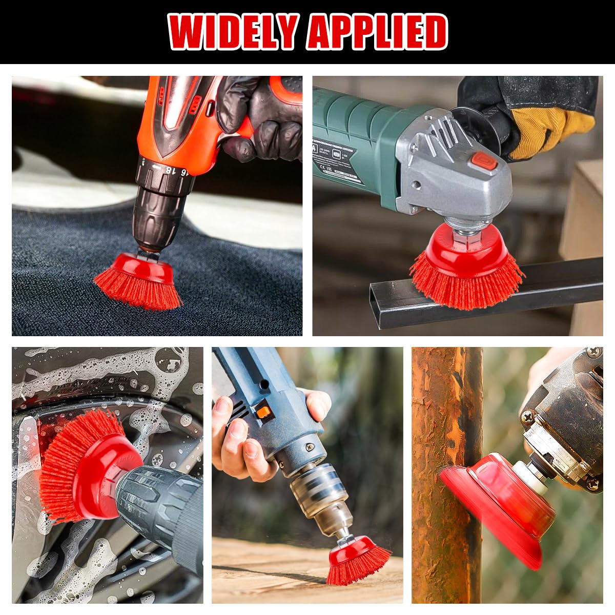 HERKINDNESS Nylon Drill, Pack Of 2 Nylon Brush, Diameter 63.5 Mm Nylon Cup Brush, For Deburring, Rust Removal, Paint And Dirt Cleaning