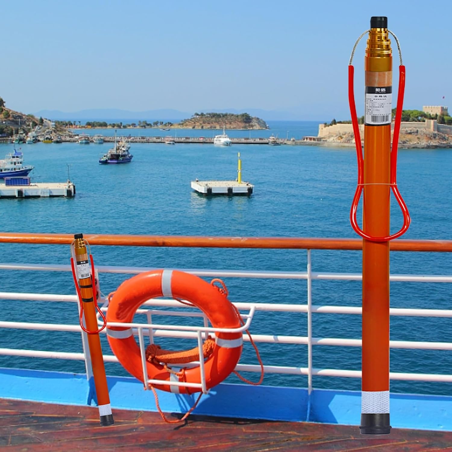 Telescoping 21.3ft Sea Pool Safety Hook - Emergency Rescue Pole for Drowning Swimmers, Luminous & Reflective Sign for River & Lake Safety, 6.5m Lifesaving Equipment