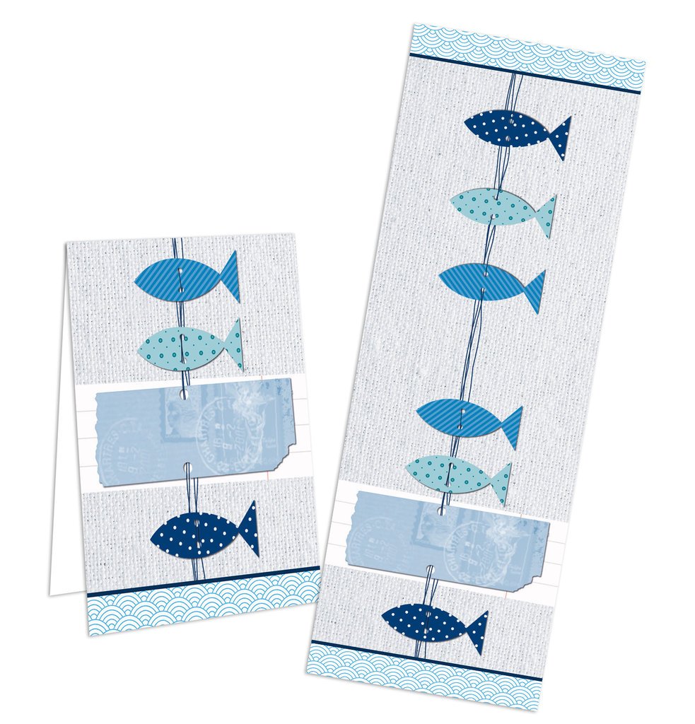 Logbuch-Verlag 25 Petits Sacs Papier Blanc 13x18cm + Autocollants Poissons - Idéal Communion Baptême