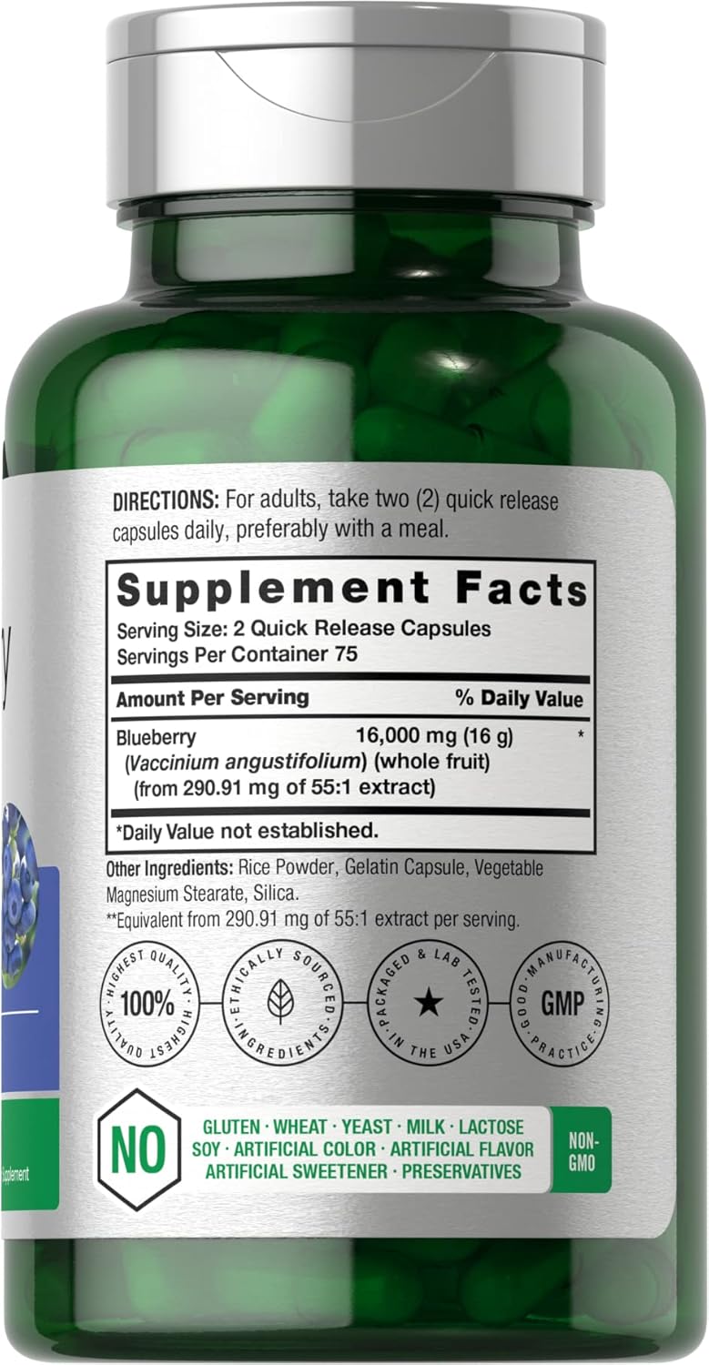 Buy Blueberry Extract Supplement 150 Capsules Blueberry Concentrate