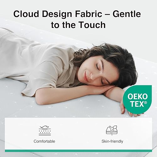 Miniatura 3 de Novilla Colchón plegable, colchón triple de espuma cómoda de tamaño individual con funda de diseño de nube, colchón plegable de 4 pulgadas para