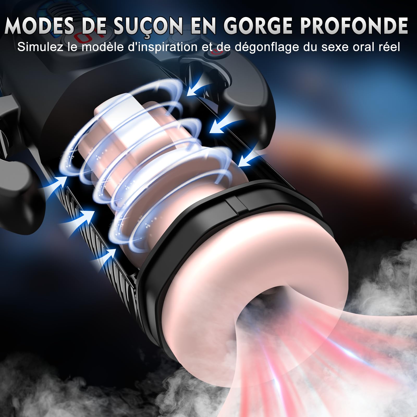 Masturbâteur Homme Mains Libres Sex Toys - Masturbateurs Masculins Automatique avec Vaginette Ultra Réaliste Sex Toýs Homme Vibromasseur Masturbeuse Masculin Succion Va et Vient avec 6 Cock Rings