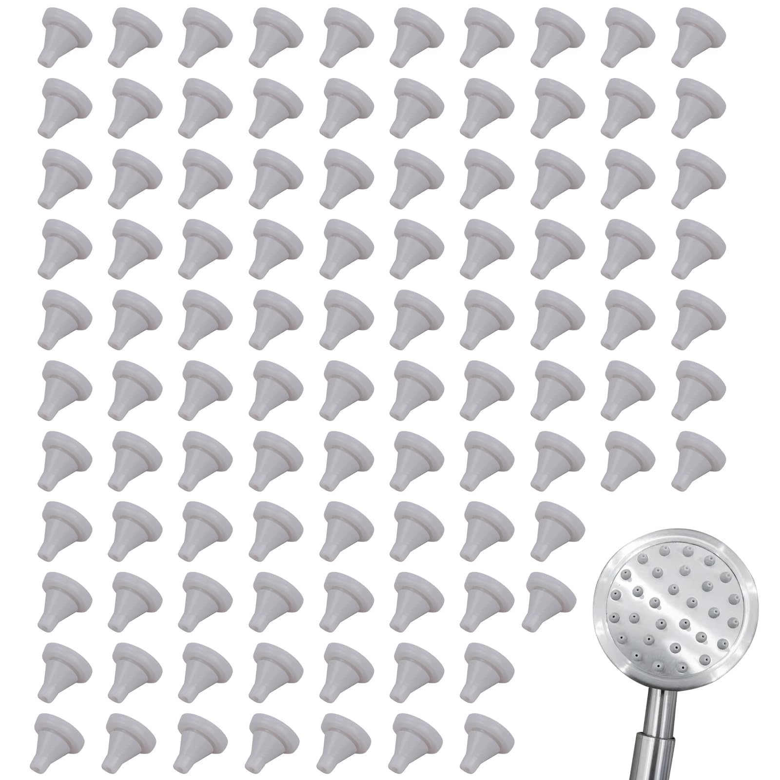 100PCS Silicone Nozzles, Shower Head Replacement Tips, Light Grey
