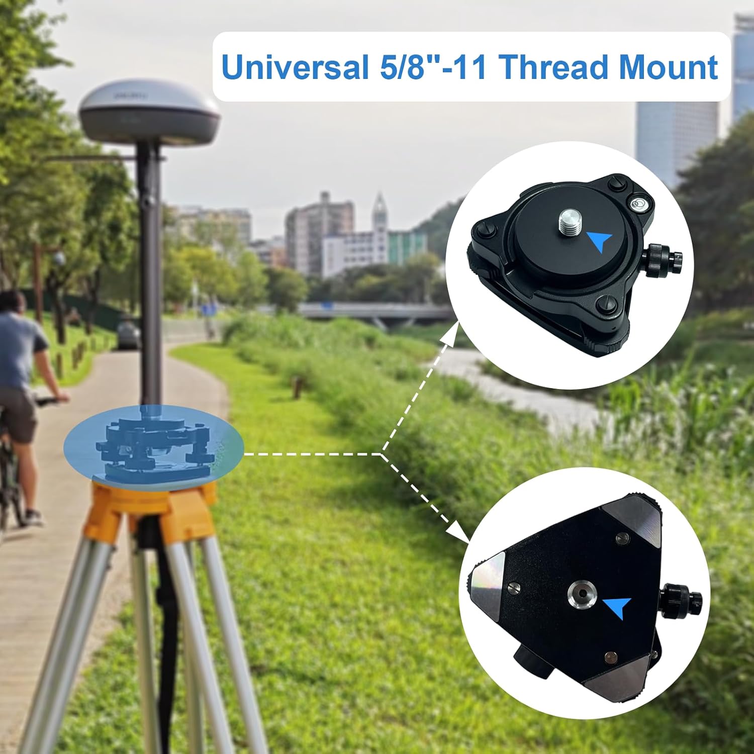 Tribrach with Optical Plummet & Fixed Adapter, Diameter 60mm, Level Bubble, 5/8x11 Threads Mount Rotate Screw for GNSS RTK Base/Total Station, Land Surveying Tool, Easy to Install