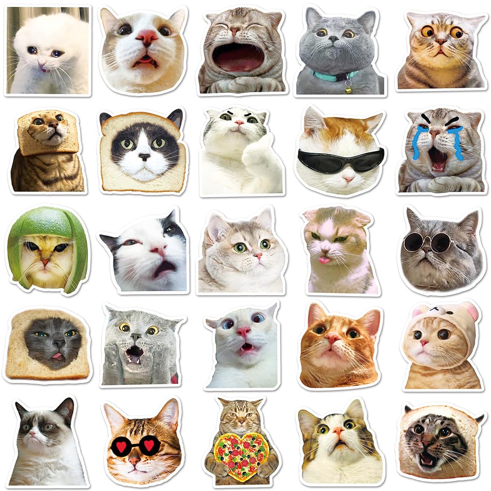 Funny Cat Vinyl Stickers, 50 PCS Waterproof Realistic Animal Decals for Laptops Scrapbooking, Journals, Notebooks - Image 2