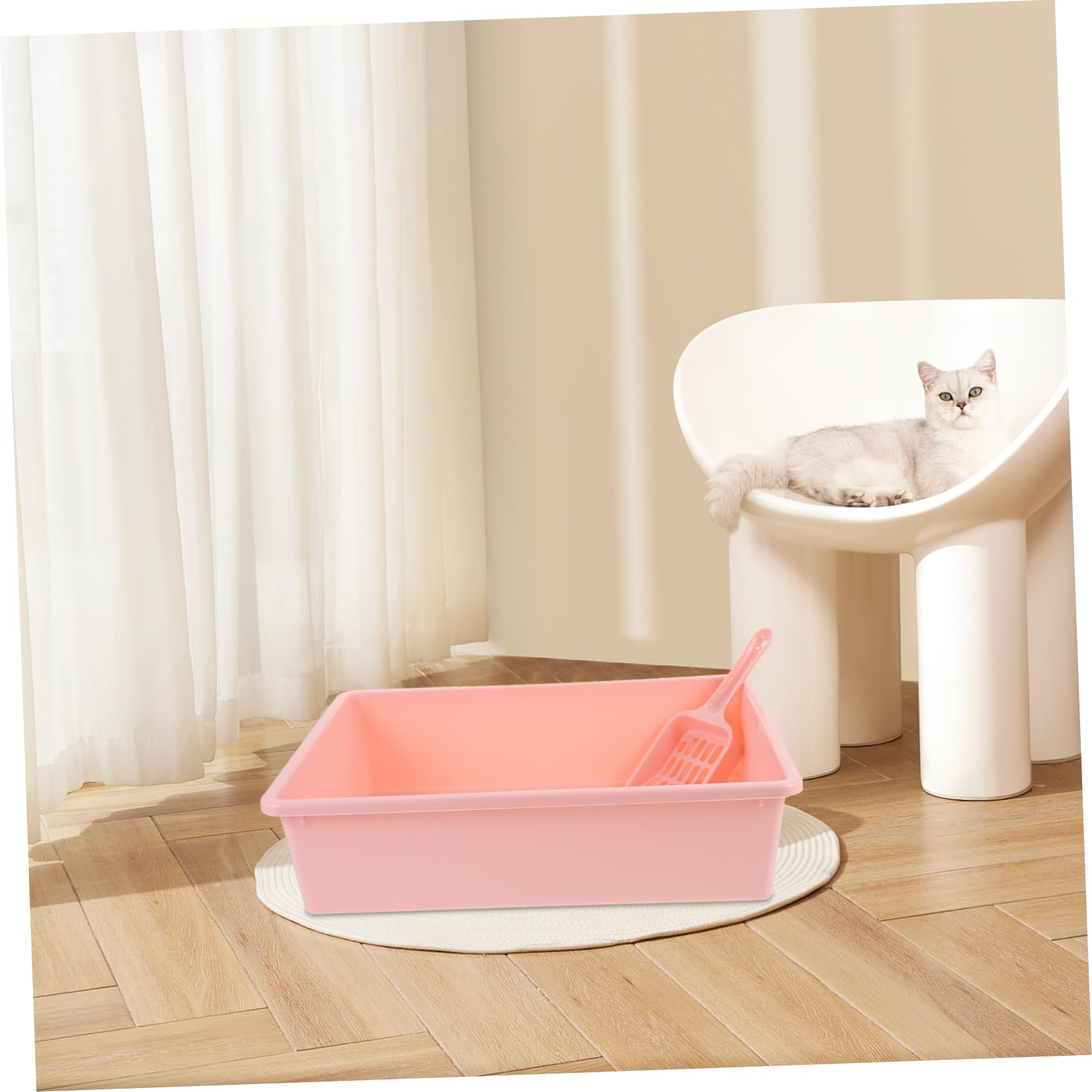 1set Lettiera Per Gatti Piccola Con Coperchio e Paletta Lettiera Aperta Portatile Per Gatti Design Pratico e Materiale Resistente Per Casa e Viaggi