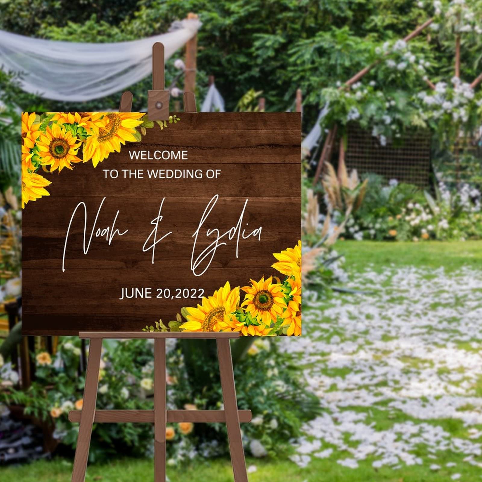 Panneau de bienvenue de mariage en bois 40x50 cm pour cérémonie et réception de fête