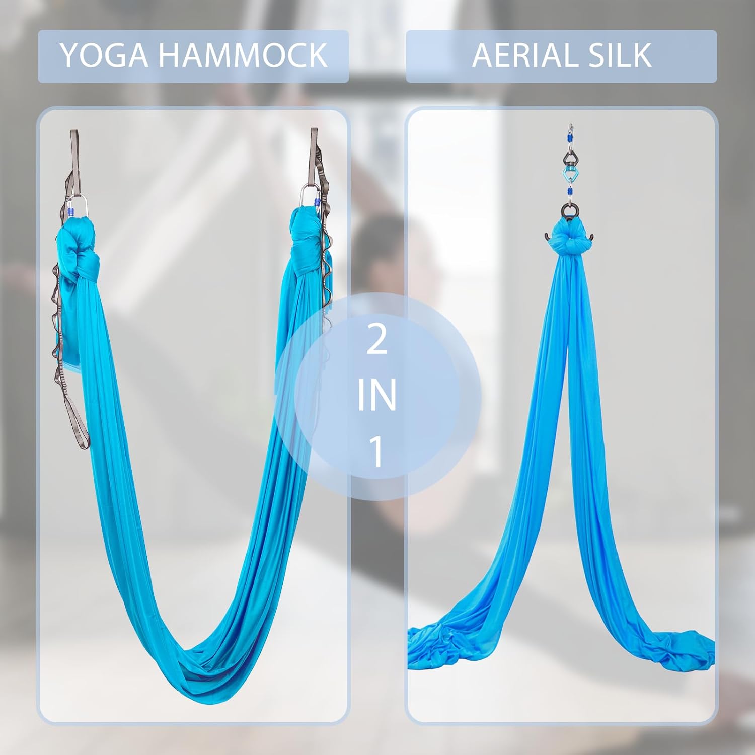 11 Yards Aerial Silks Yoga Swing Set - Aerial Yoga Hammock Kit Anti-Gravity Flying for Fitness, Low/Non Stretch Nylon Tricot Fabric Hardware Included for Dance