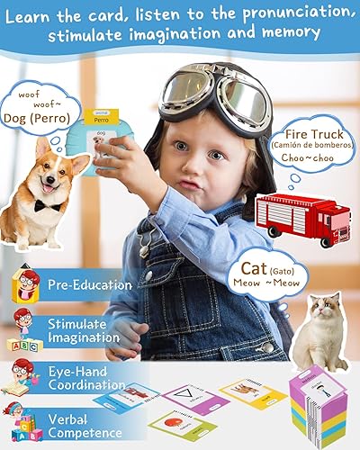 Miniatura 5 de Tarjetas didácticas bilingües de 510 palabras en español e inglés para niños pequeños de 1 a 3 años, juguetes Montessori de aprendizaje de discurso
