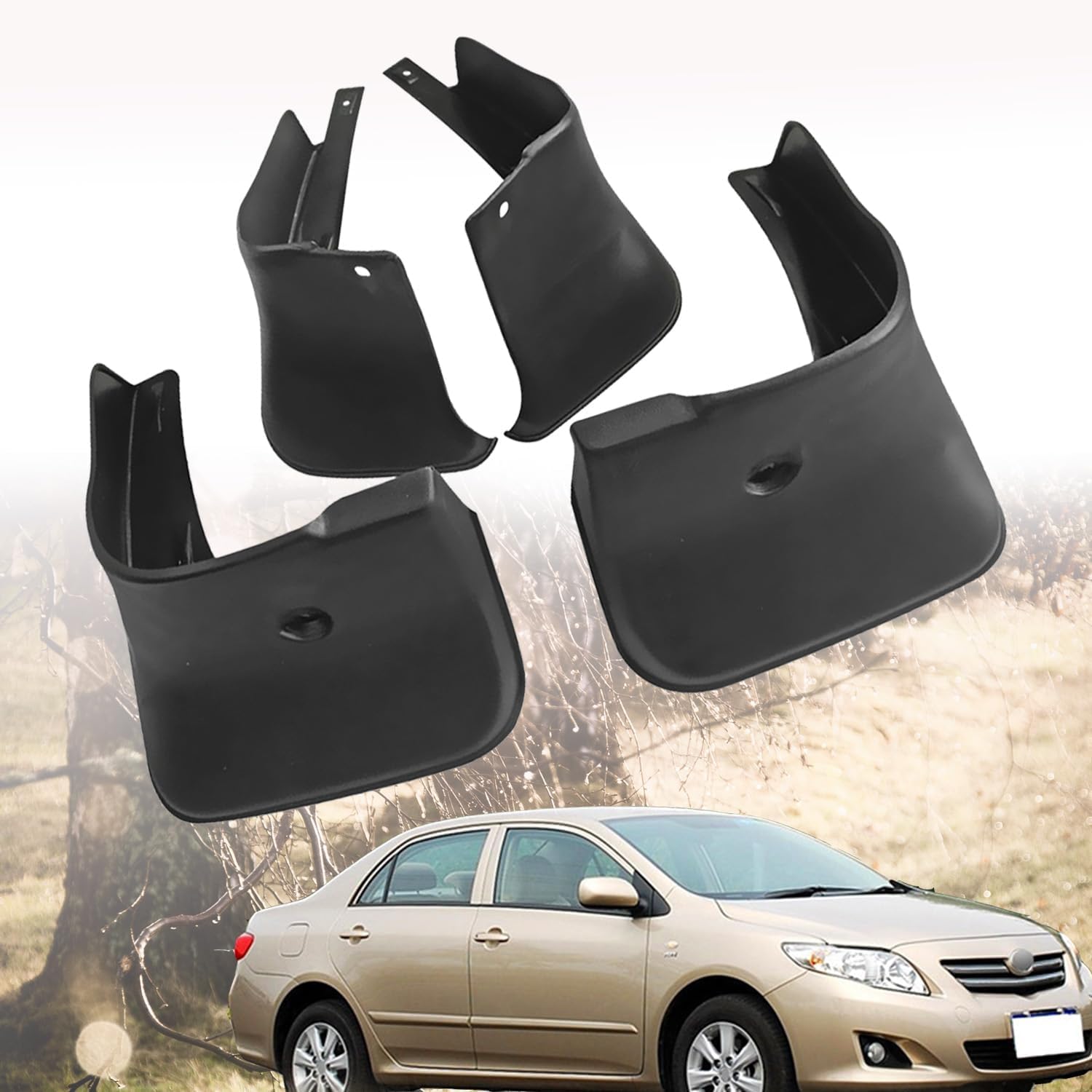Fengxh Normal No-Drill Mudflaps For Toyota Corolla Ae140 2007-2013,Bolt-On Kit,Road Legal