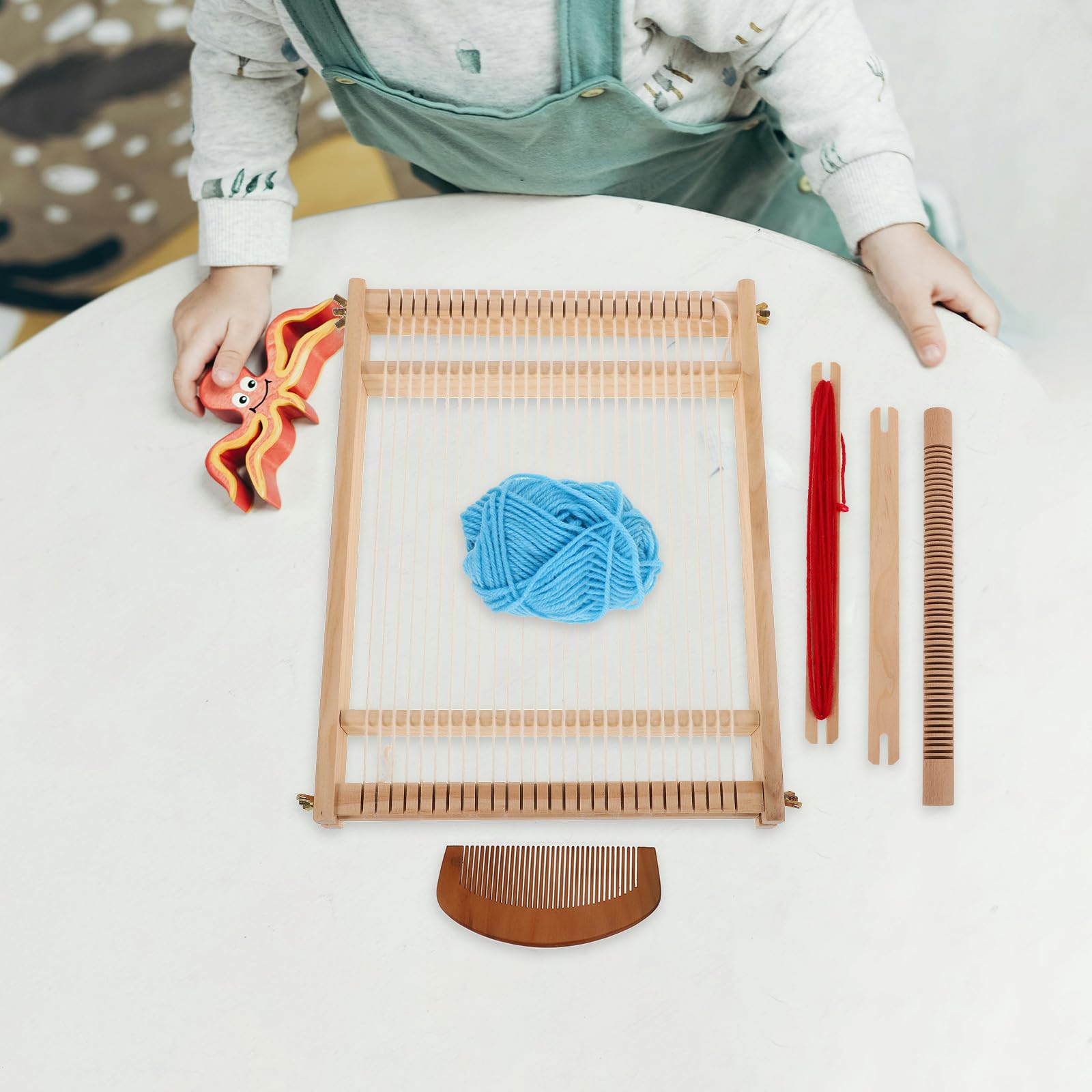 Zerodeko Telaio per Tessitura in Legno Semplice da Usare per DIY Handloom, per Back To School Party, Tessitura Arazzo e Artigianato Creativo per Ragazzo Ragazza e Giovani Colore Casuale