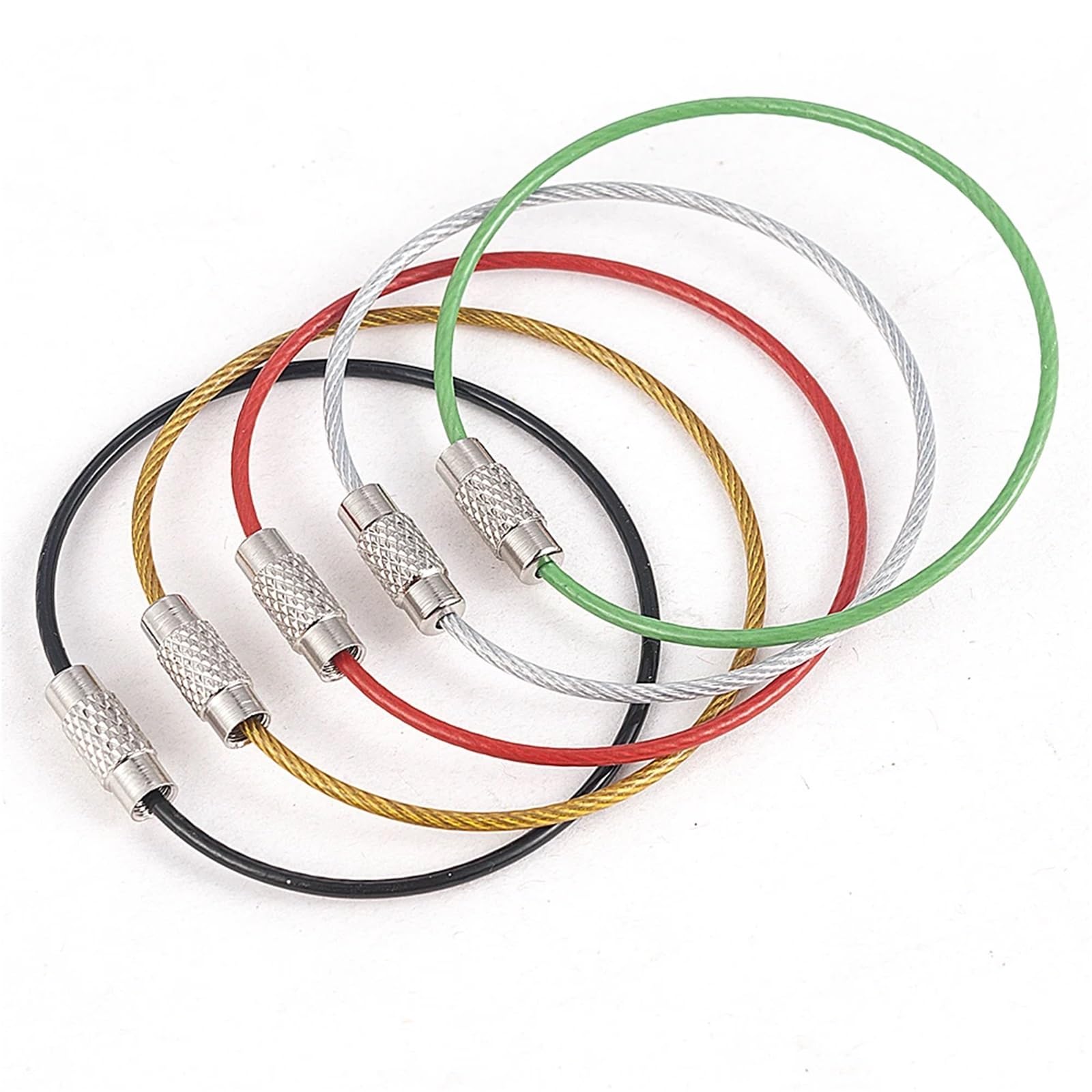Llavero de acero inoxidable Llavero de alambre de acero inoxidable de 50 piezas, llavero con Cable, cadenas for estilo de senderismo al aire libre
