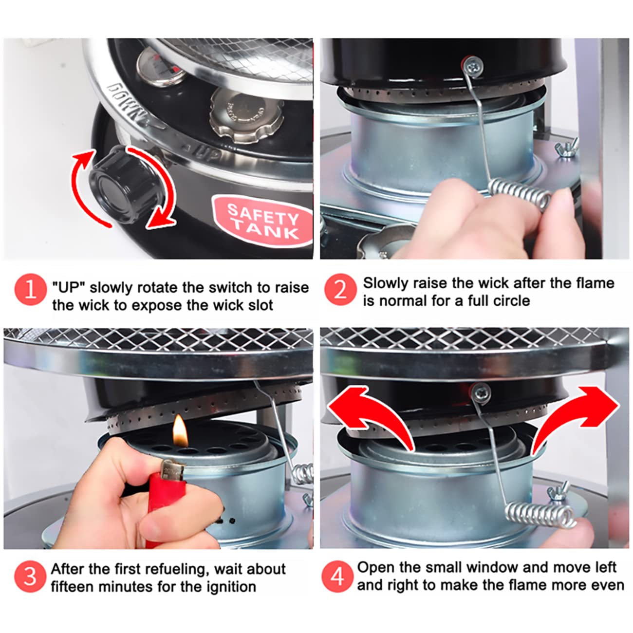 Chauffage à pétrole avec mèche Chauffage Sans Electricite Pour Une Utilisation En Intérieur Non Électrique,avec 2 mèche de rechange,pour jusqu'à 18 m²
