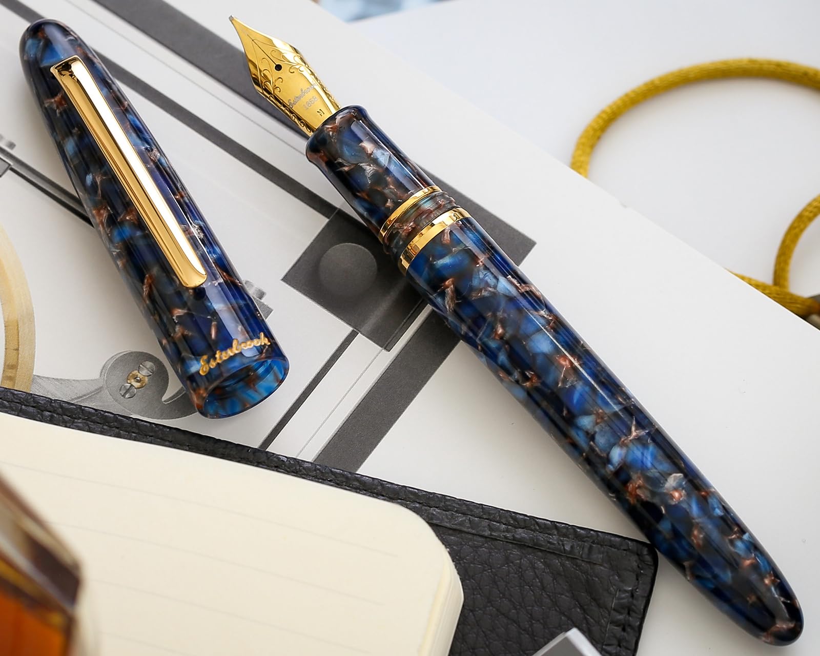 Esterbrook Estie Nouveau Blue Palladium Trim - Pluma estilográfica para cartuchos