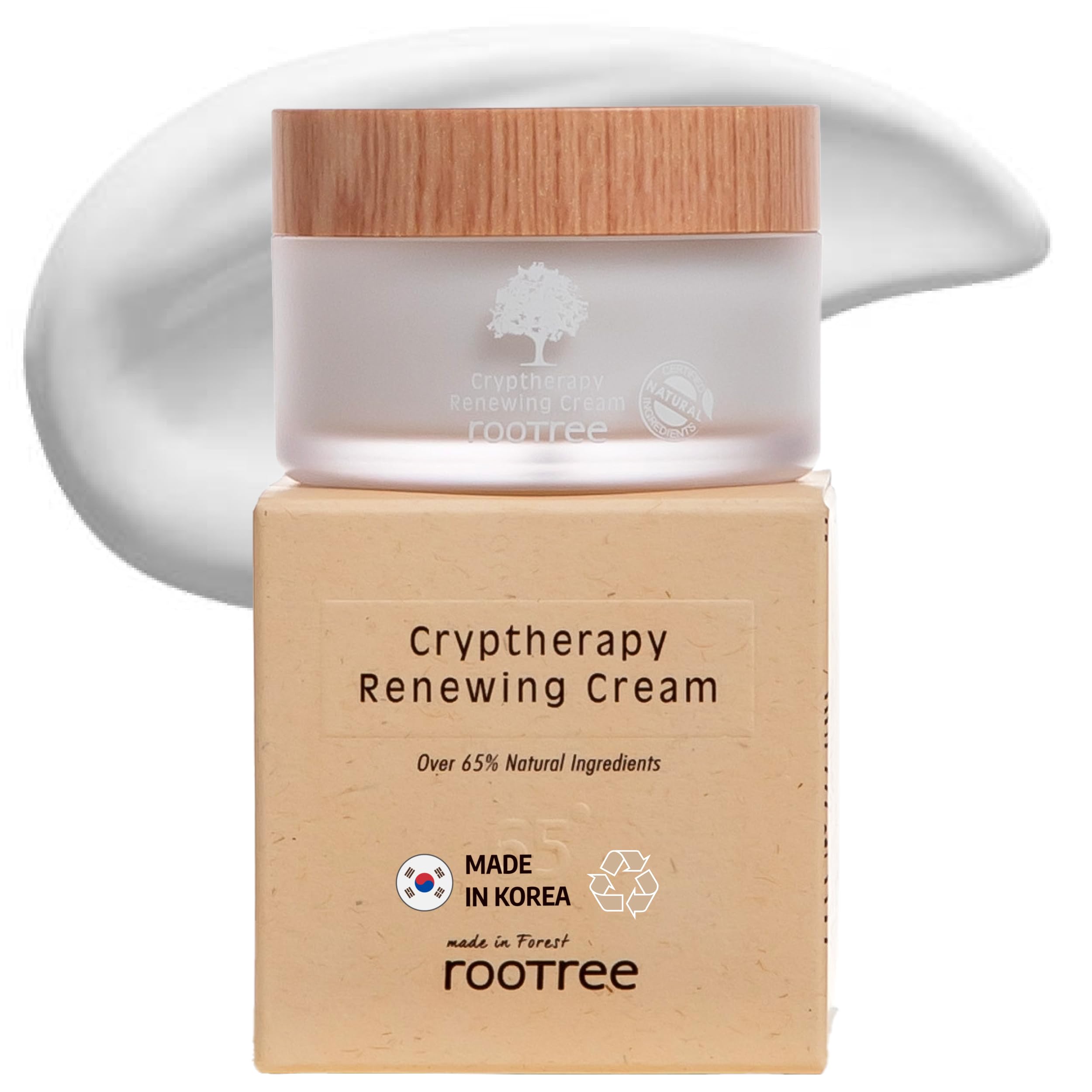 rootreeCryptherapy Renewing Cream 50g - Korean Skincare, Moistruising and Hydrating Cream, K Beauty Facial Care for Skin Elasticity, Natural Ingredients, Vegan & Cruelty Free, for All Skin Types